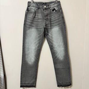 Boohoo MAN (size 30R) NWT straight-leg distressed frayed hem faded grey jeans